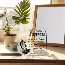 1 Stück hochwertige transparente Acryl-Druckplatte als Geschenk für Stiefväter - 10x10 cm Desktop-Plakette - Geschenk zum Vatertag - für Innen- und Außenbereich - Desktop-Dekoration ohne Stromversorgung benötigt