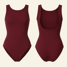 Elegant Bare Back Bodysuit Basic Supplex Leotard