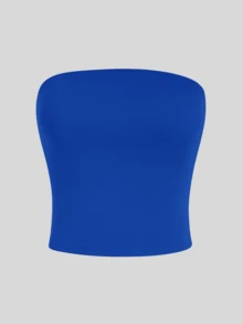 2 Women's Strapless Top Without Underwire Basic Double Layer Of Shaping Suplex - Black and Royal Blue - View 3