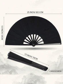 1pc Hand Fans Foldable , Vintage Retro Fabric Fans, Rave Fan - Large Folding Fan, Chinese Kung Fu Tai Chi Festival Dance Summer Hand Fan Tai Chi Folding Fan For Men And Women Performance Dance Decoration, Festival Summer Gift