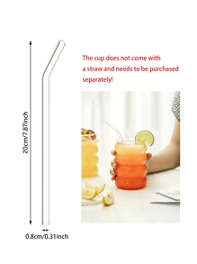 1 pieza Taza con diseño circular de 350ml, taza de vidrio borosilicato con diseño en espiral, taza para té con leche, taza de vidrio corrugada con pajita, taza de agua, taza de café moderna de vidrio, adecuada para uso doméstico y oficina. Taza de vidrio borosilicato, taza de bebida fría estilo nórdico para té con leche, jugo o cerveza, apta para uso doméstico, oficina y uso diario, multiusos, sin olor.