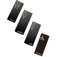 Placa de señalización acrílica 3D autoadhesiva de alta calidad de 1/4 piezas para baño, inodoro, aseo, para hombres/mujeres, aplicable a múltiples escenarios, moda de alta definición, resistente al desgaste, guía clara, para decoración del hogar y oficina, fácil instalación con adhesivo integrado