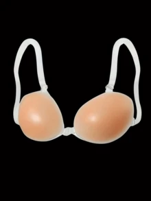 1 Pair Silicone Bra, Invisible Bra, Wedding Bra, Breathable Waterproof Bra, Women Silicone Push-Up Bra Pads, Popular Style - Apricot - View 2