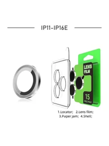 1pc Silver CD Texture Eagle Eye High Definition Transparent Instant Fit Phone Lens Protector Set - Silver - View 3