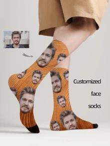 1 Pair Custom Face Socks, Custom Photo Sock, Custom Printed Socks, Personalized Funny Face Socks, Custom Picture Socks, Put Any Face On The Socks, Anniversary Gift, Valentine Gift, Birthday Gift, Wedding Gift, Mother's Day Gift, Father's Day Gift, Best Friend Gift, Gift For Mom/Dad, Gift For Girlfriend/Boyfriend, Gift For Her/Him - Multicolor - View 3