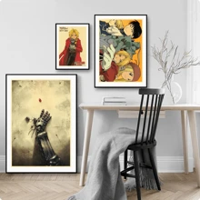 1 peça pôster de arte de parede pôster de anime Steel Alchemist decoração para casa pôster de parede de sala pintura retrô e impressão arte bar café, sem moldura/emoldurado