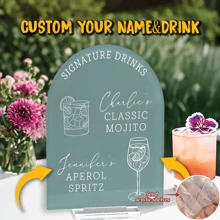 1 Stück personalisiertes Getränk-Schild, individuelles Hochzeitsschild für Signature-Drinks, personalisiertes Barschild, Unterschriften-Cocktails für Ihn und Sie, individuelles Acryl-Hochzeitsschild, personalisierte Hochzeitsdekoration für Hochzeit, Brautjungfern-Party, Junggesellinnenabschied, Feiertags-Dekoration, multifunktional, langanhaltend, dekorativ, wiederverwendbar, exquisit, stilistisch, hochwertig, farbig, modern, individuell, personalisiert, einzigartig, Heimdekoration