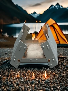 1 Stück extrem leichter, zusammenklappbarer Taschenofen, geeignet für den Outdoor-Einsatz und Camping - Holzofen aus Eisen spart Platz, tragbares Design, Optik