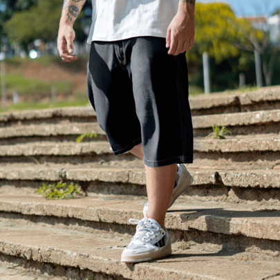Bermuda Jeans Masculino Shorts Balão Estilo Skatista Largão