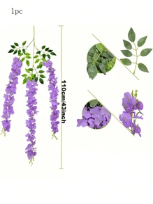 1/6/12pcs 43.3inch Artificial Plant Vines,Wisteria Plastic Hanging Flower,Silk Flowers For Room Decoration,Family Party Wedding Decoration,Home Garden Wall Decoration,Perfect Hanging Decoration For Weddings