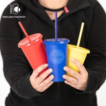 Paquete de 30 Vasos Reusables Con Tapa Plana de 16 Oz, Vasos Ecológicos Para Café Frappé Bebidas Frías y Calientes, Apilables y Resistentes Para Eventos y Hogar - Morado - Ver 4
