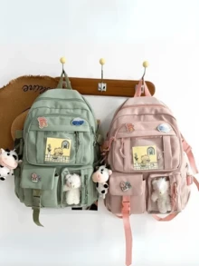 Large Waterproof Women's School Backpack (Without Accessories) - Hồng - Xem 4