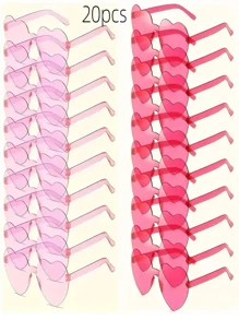 10pcs Heart Shaped Frameless Fashion Plastic Glasses, Suitable For Weddings, Parties, Valentine's Day, Photography Props, Unisex Decorative Eyewear For Holidays, Anniversaries, General Use - Fashionable Frameless Party Glasses, Suitable For Ladies, Red, Pink And Rose Red