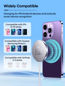 Remax 15W Magnetic Wireless Charger For Phone;Slim And Sleek; 360° Magnetic Alignment; Multiple Charging Protections - 白色 - 查看 7