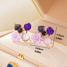 1 Paar Kristall Blumen Ohrstecker in Katzenaugen-Form, geeignet für den täglichen Gebrauch