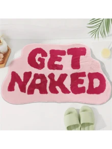 1pc Bathroom Asymmetrical Shape Absorbent Non-Slip Mat, English Letter Faux Wool Front Door Mat, High Density Flocked Replacement Mat, Kitchen Anti-Dirty Absorbent Carpet Christmas Decor Kitchen Rug