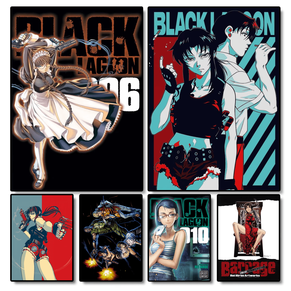 1pc /3PCSWall Arts Posters Anime Anime Anime "Black Reef" Poster Hand Drawn Art Drawing Fun Suitable For Cafe Bar Decoration Frameless/Framed Canvas Art ,Wall Art With Frame