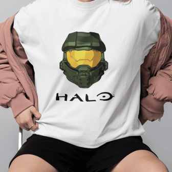 Halo Camiseta unisex sublimada – Casco de Master Chief con logo