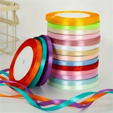 10 sztuk/1 opakowanie Kolorowa satynowa wstążka, 25 jardów/1 cm (0,39 cala) szerokości, wstążka do rękodzieła DIY, pakowanie prezentów, impreza, wesele, dekoracja świąteczna, kokarda - Wielokolorowe - Zobacz 1