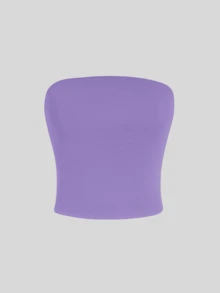 2 Women's Strapless Top Without Underwire Basic Double Layer Of Shaping Suplex - White and Lilac - View 3