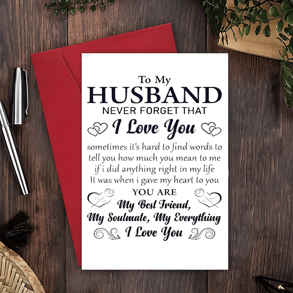 1pc Heartfelt Love Card Sincere Gratitude Card For Husband, Father's Day,Gentle Text Gratitude Card, Anniversary Card, Valentine's Day Card, Birthday Card,Father's Day Card