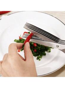 1 pièce Ciseaux de cuisine en acier inoxydable à 5 couches - idéal pour hacher les oignons, les légumes, les herbes et les épices - outil de cuisine indispensable