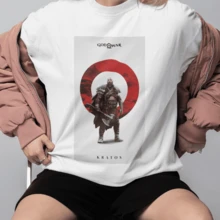 Playera Kratos unisex con diseño minimalista de God of War Ragnarok - Blanco - Ver 1