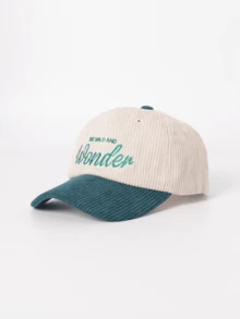 1 件灯芯绒字母刺绣可调节街头风格棒球帽，适合防晒，夏季 - wonder 燈芯絨 - 查看 13