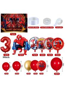64PCS New Spider-Man Theme Balloon Set Birthday Party Decorations Superhero Balloons Backdrop Banner For Birthday Party Scene Layout