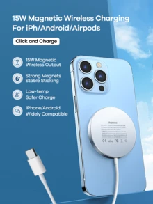 Remax 15W Magnetic Wireless Charger For Phone;Slim And Sleek; 360° Magnetic Alignment; Multiple Charging Protections - 白色 - 查看 1