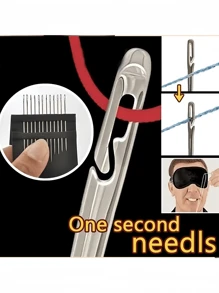 12pcs/15pcs Side Eye Large Eyed Sewing Needles, Easy Threading Suitable For Elderly, Wooden Round Storage Box, Rustproof Needles, Sewing Clothing DIY Tool