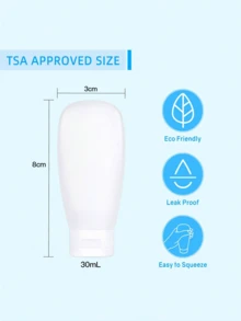 Set de 4 botellas de viaje, tamaño aprobado por TSA, botellas recargables anti-fugas portátiles para avión, esenciales para champú, loción, maquillaje, gel de ducha, para neceseres de viaje y de maquillaje, organizador de viaje para playa, vacaciones de verano, regreso a la escuela, suministros escolares, vacaciones, campamento, artículos esenciales de vacaciones, accesorios de mini perfume para mujer y hombre, accesorios de viaje, lo talla grande necesario para viajar, accesorios escolares, suministros de regreso a la escuela