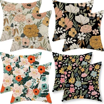 ชุดปลอกหมอน 2 ชิ้น ลายดอกไม้, ปลอกหมอนประดับดอกไม้วินเทจ, ปลอกหมอนหมอนรองนั่งเก้าอี้กลางแจ้ง สไตล์ฟาร์มเฮ้าส์ โซฟา เตียง ตกแต่งบ้าน