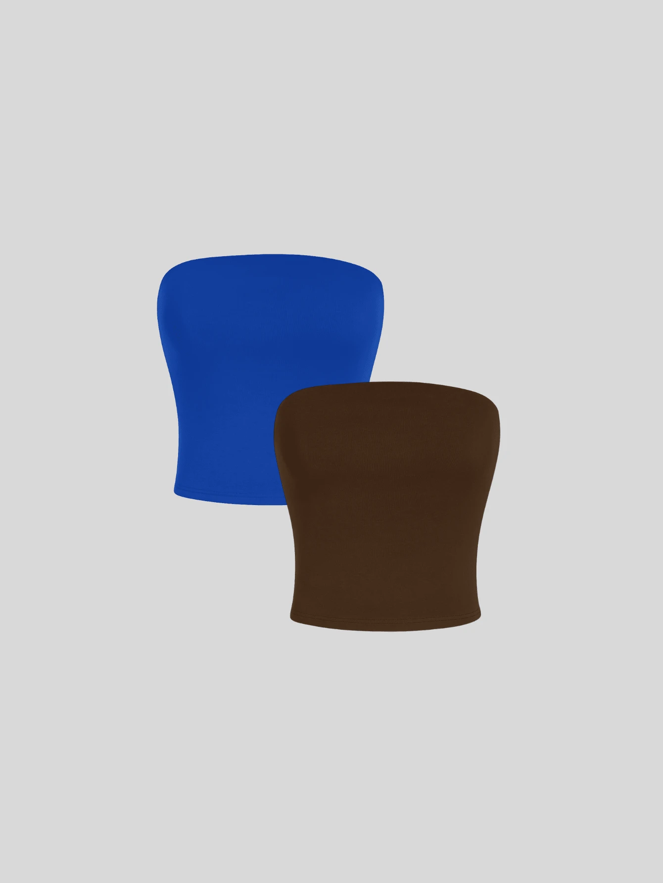 2 Women's Strapless Top Without Underwire Basic Double Layer Of Shaping Suplex - Royal Blue and Brown - View 1