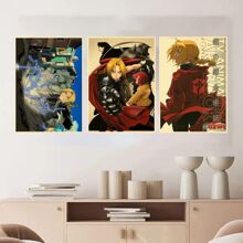 1 peça pôster de arte de parede pôster de anime Steel Alchemist decoração para casa pôster de parede de sala pintura retrô e impressão arte bar café, sem moldura/emoldurado