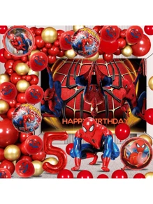 64PCS New Spider-Man Theme Balloon Set Birthday Party Decorations Superhero Balloons Backdrop Banner For Birthday Party Scene Layout