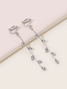 1 Pair Fashionable Personalized Leaf Tassel Long Ear Clips - Silver - View 4