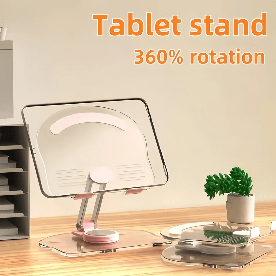 Multi Functional Desktop Stand Acrylic Tablet Holder With 360° Rotation Stable And Non Slip