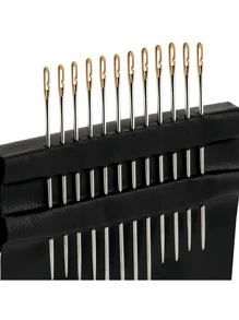 12pcs/15pcs Side Eye Large Eyed Sewing Needles, Easy Threading Suitable For Elderly, Wooden Round Storage Box, Rustproof Needles, Sewing Clothing DIY Tool