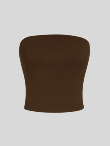 2 Women's Strapless Top Without Underwire Basic Double Layer Of Shaping Suplex - White and Brown - View 3