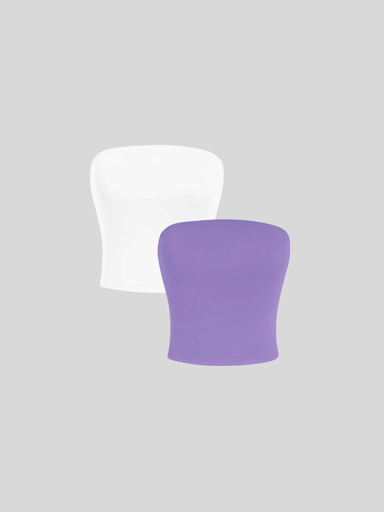 2 Women's Strapless Top Without Underwire Basic Double Layer Of Shaping Suplex - White and Lilac - View 1
