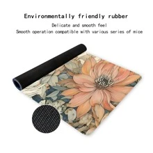 1pc Vintage Flowers Mouse Pad Boho Design Aesthetic Desk Pad Large Desk Accessories Rubber Base With Stitched Edge Non-Slip Keyboard Pad For Office Home Computer As Gifts For Men Women Friends