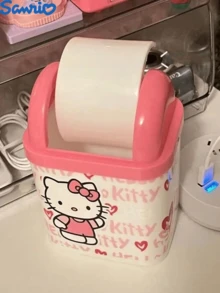 Sanrio 1pcsHello Kitty Cute Cartoon KT Cat Desk Storage Bucket, Small Flip Coffee Table Storage Collector, Safe Packaging.