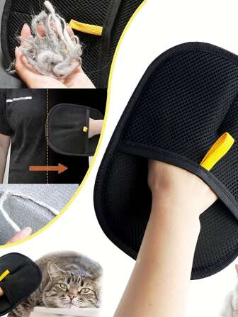 1 pieza Guante quitapelos para mascotas, cepillo de doble cara, quitapelos para gatos, perros, alfombras, sofás