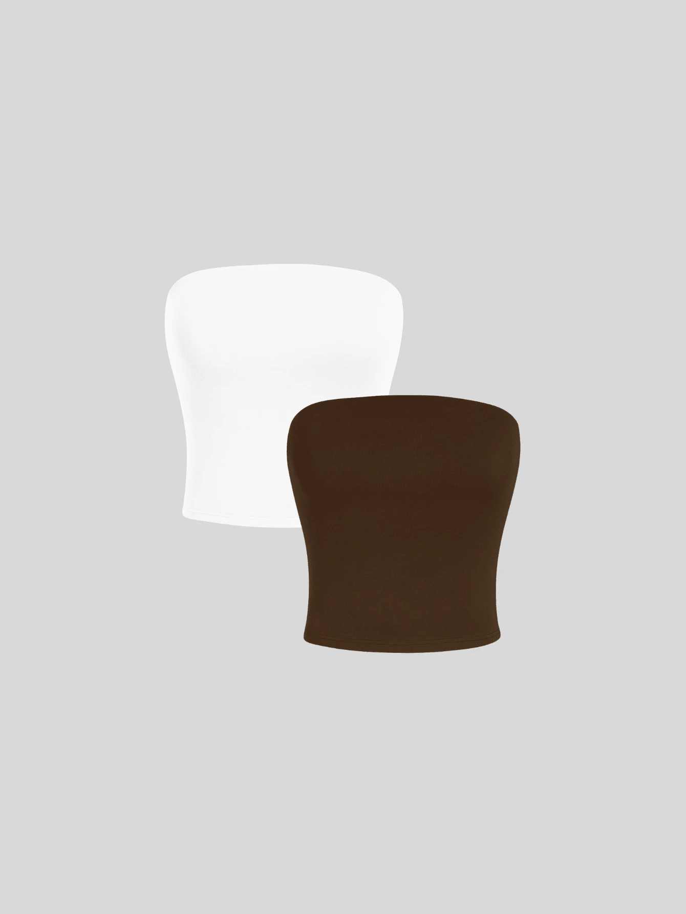 2 Women's Strapless Top Without Underwire Basic Double Layer Of Shaping Suplex - White and Brown - View 1