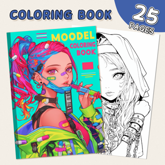 25 页优质厚涂色书，插图丰富，艺术素描本，单面插图，基于模型的人物，适合成人和青少年，适合放松和创造力，是万圣节、感恩节、圣诞节和其他节日派对、母亲节、妈妈的礼物的理想选择