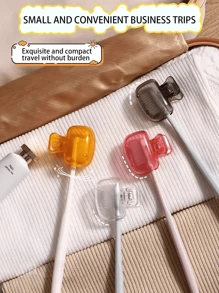 Set Traveling Toothbrush Head Cover, Plastic Toothbrush Protector Cap For Home, Travel, Camping, Bathroom, School, Business, Practical Travel Toothbrush Organizer And Storage Box, Women's Fashionable & Minimalist Toothbrush Holder And Travel Accessory Bathroom Accessories Back To School