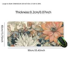 1pc Vintage Flowers Mouse Pad Boho Design Aesthetic Desk Pad Large Desk Accessories Rubber Base With Stitched Edge Non-Slip Keyboard Pad For Office Home Computer As Gifts For Men Women Friends