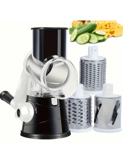 户外多功能奶酪刨丝器、蔬菜切片器和水果切片器 - 手动豆类和蔬菜刨丝器、桌面旋转刨丝器 - 方便户外露营和野餐