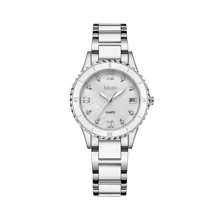 BIDEN 1 peça pequeno relógio redondo retrô luxuoso feminino, elegante relógio de quartzo com pulseira, design clássico relógio feminino com data